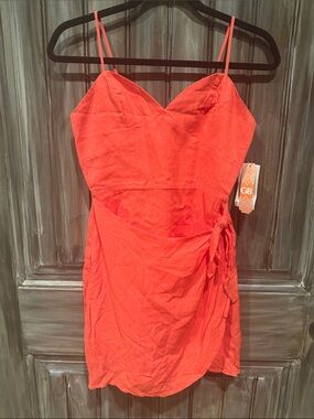 Gianni Bini Coral Spaghetti-Strap Wrap Dress